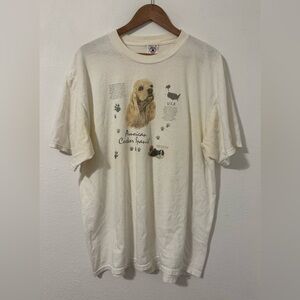 Vintage American Cocker Spaniel Dog T Shirt Delta Tee Size XL ** Staining***